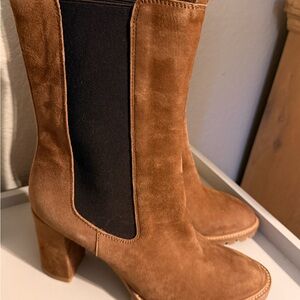 Anna F Elegant Tan Heeled Boots